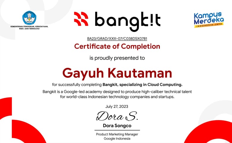 Bangkit Certificate